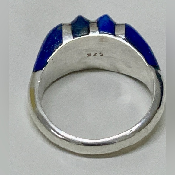 Early 20th Century Antique Art Deco Sterling Silver Lapis Lazuli Ring - Picture 16 of 16